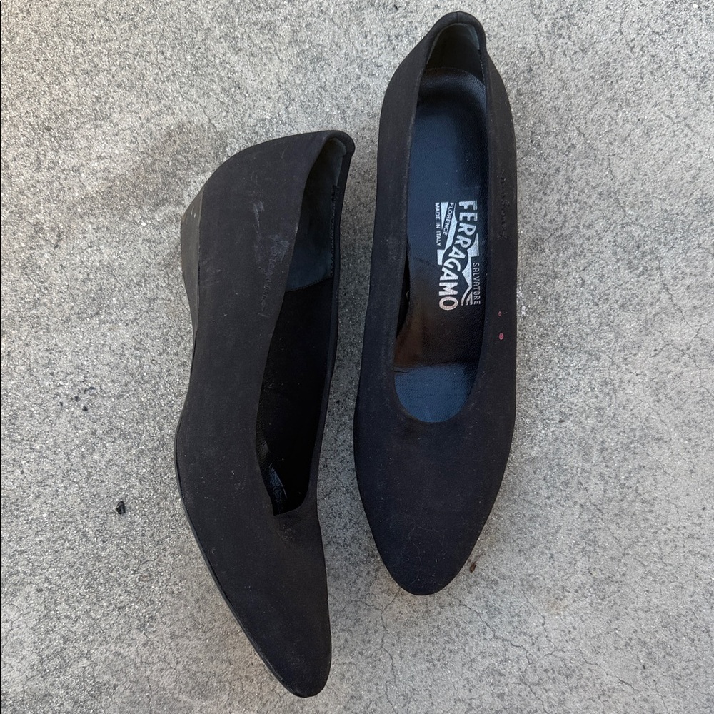 Salvatore Ferragamo Black Suede Loafers